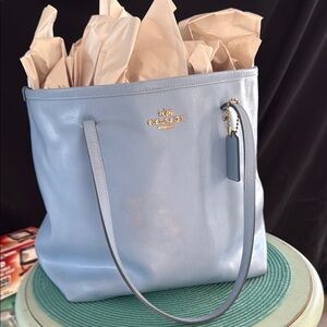 Coach Sky Blue Leather Tote